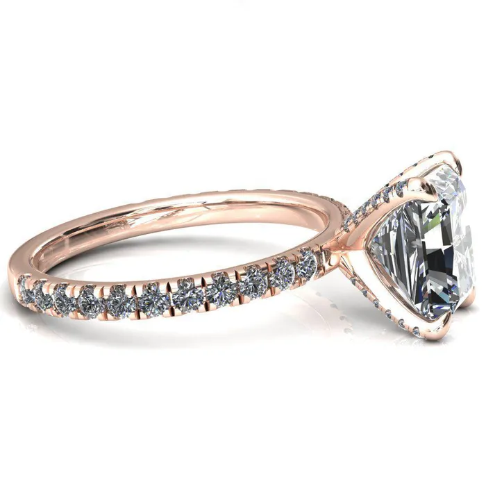 Rings Alessi Radiant Moissanite 4 Claw Prong 34 Micro Pave Engagement Ring Fire Brilliance 