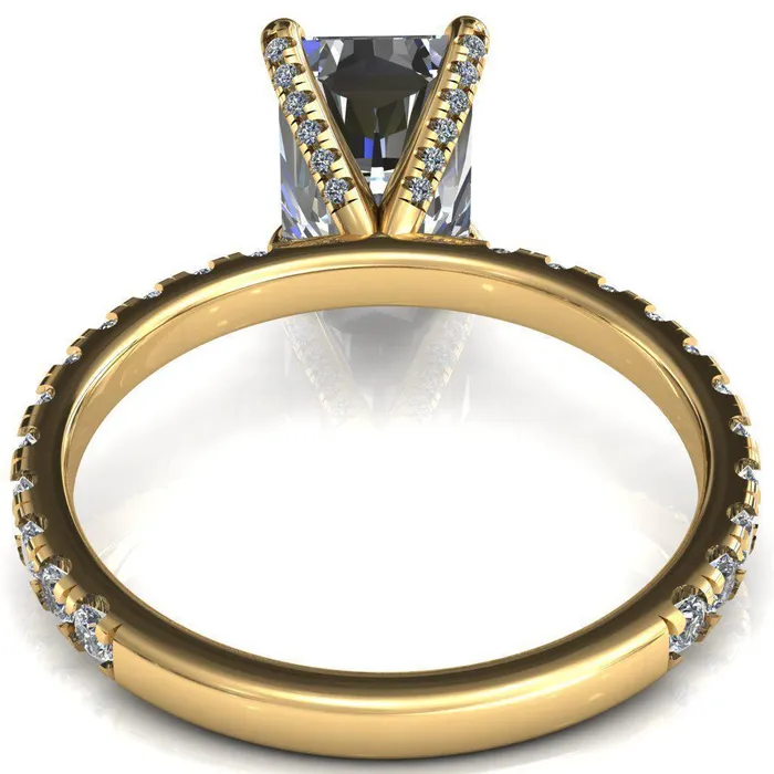 Rings Alessi Radiant Moissanite 4 Claw Prong 34 Micro Pave Engagement Ring Fire Brilliance 