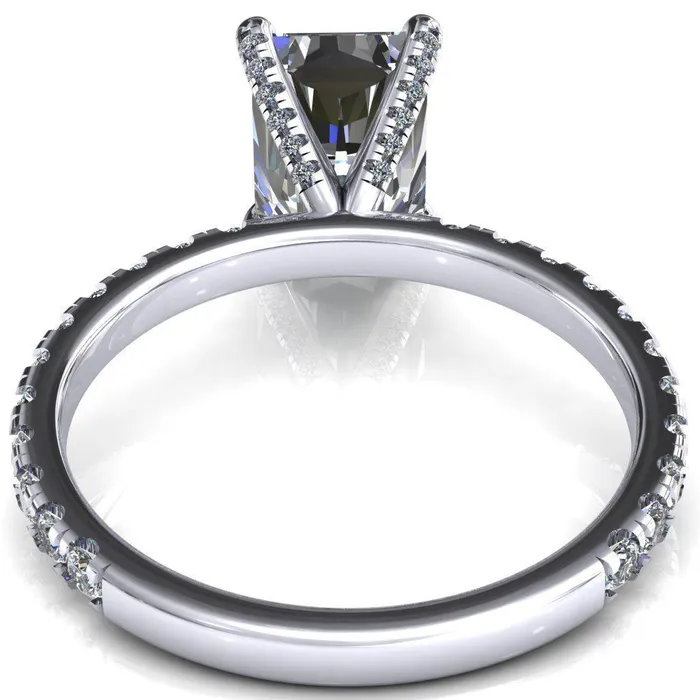 Rings Alessi Radiant Moissanite 4 Claw Prong 34 Micro Pave Engagement Ring Fire Brilliance 