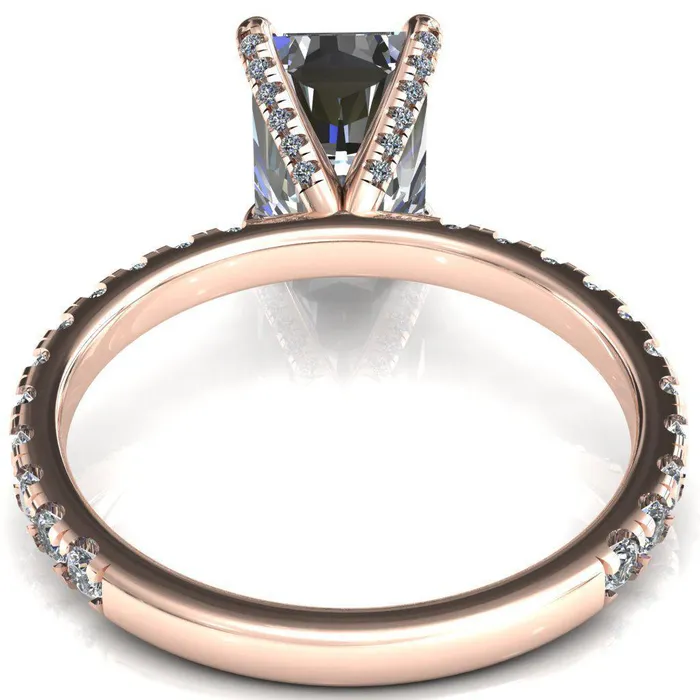 Rings Alessi Radiant Moissanite 4 Claw Prong 34 Micro Pave Engagement Ring Fire Brilliance 