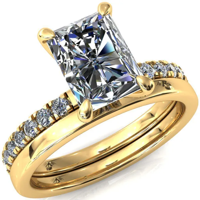 Rings Alessi Radiant Moissanite 4 Claw Prong 34 Micro Pave Engagement Ring Fire Brilliance 