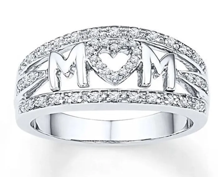 Rings alice R524 Silver Mom Rhinestones Heart Ring