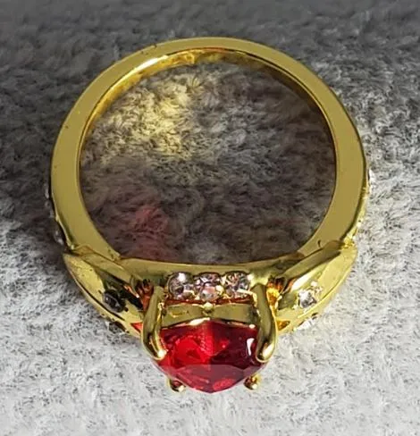 Rings alice R702 Gold Red Heart Gemstone Ring