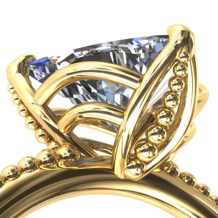 Rings Antonia Trillion Moissanite 3 Prong Engagement Ring Fire Brilliance 
