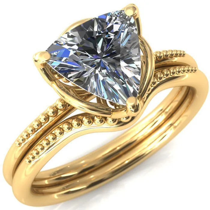 Rings Antonia Trillion Moissanite 3 Prong Engagement Ring Fire Brilliance 
