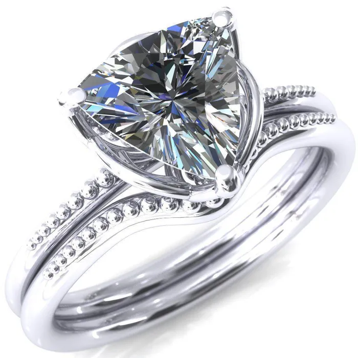 Rings Antonia Trillion Moissanite 3 Prong Engagement Ring Fire Brilliance 