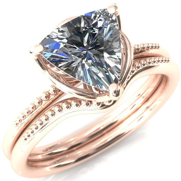 Rings Antonia Trillion Moissanite 3 Prong Engagement Ring Fire Brilliance 