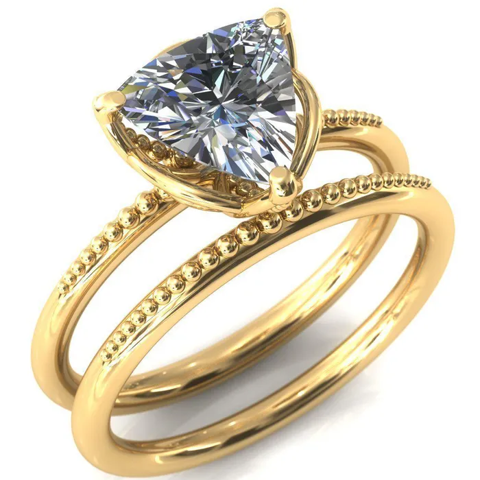 Rings Antonia Trillion Moissanite 3 Prong Engagement Ring Fire Brilliance 
