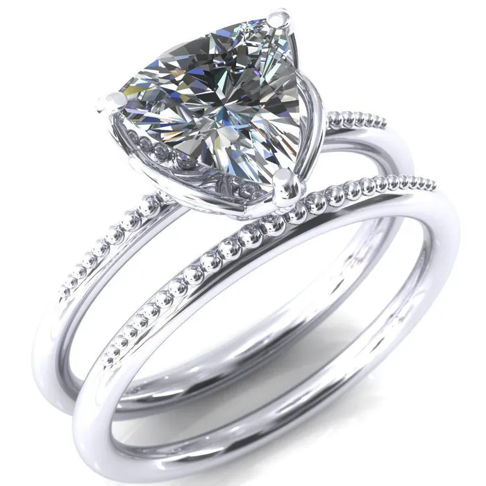 Rings Antonia Trillion Moissanite 3 Prong Engagement Ring Fire Brilliance 