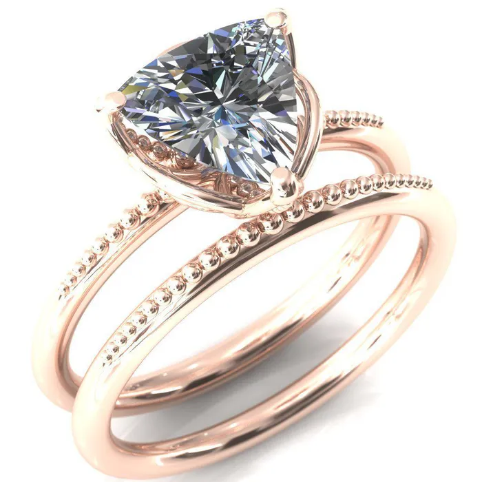 Rings Antonia Trillion Moissanite 3 Prong Engagement Ring Fire Brilliance 