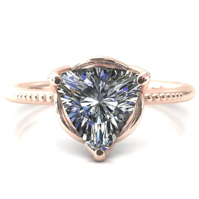 Rings Antonia Trillion Moissanite 3 Prong Engagement Ring Fire Brilliance 