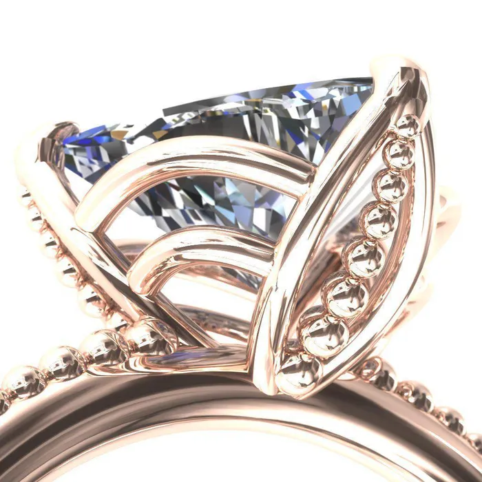 Rings Antonia Trillion Moissanite 3 Prong Engagement Ring Fire Brilliance 
