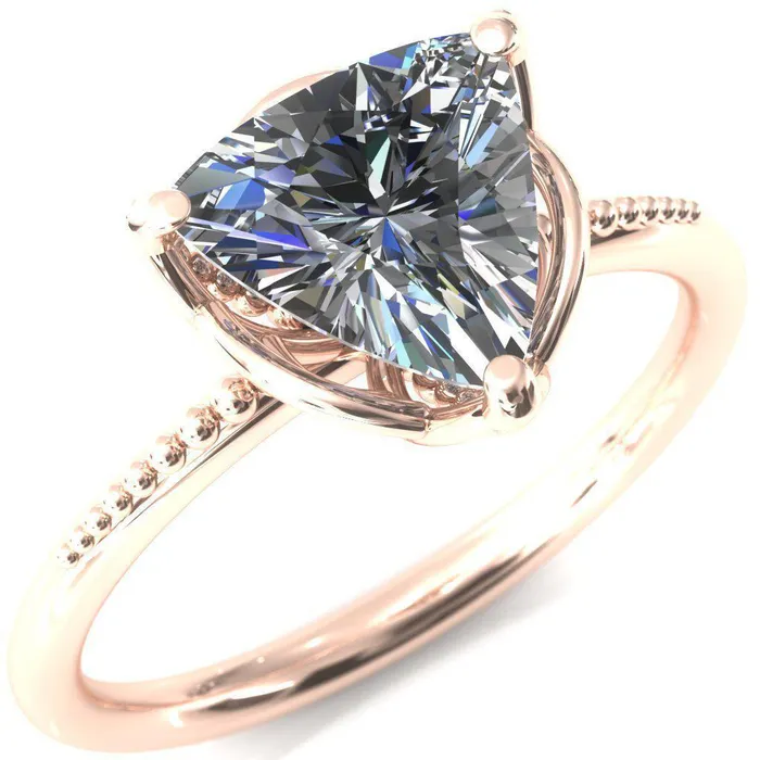 Rings Antonia Trillion Moissanite 3 Prong Engagement Ring Fire Brilliance 