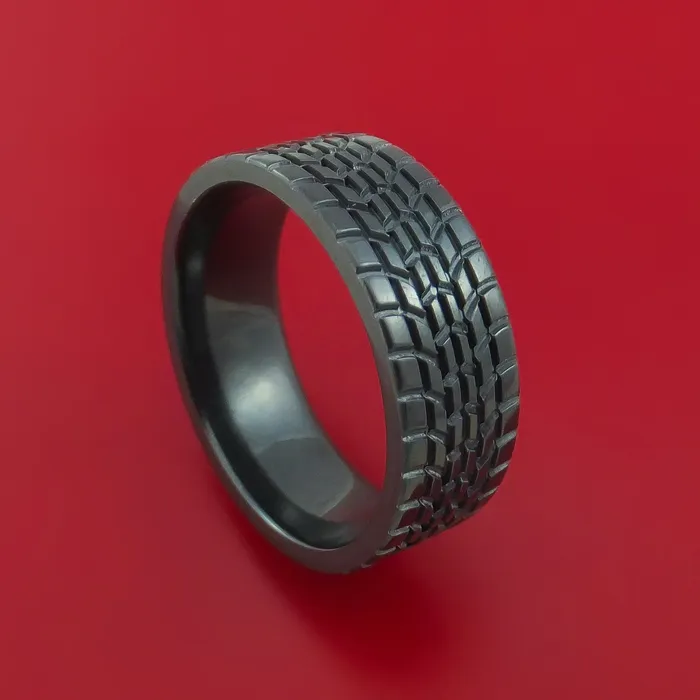 Rings Black Zirconium Ring Textured Tread Pattern Band Made to Any Sizing 322 Lashbrook Rings Black Zirconium Ring Textured Tread Pattern Band Made to Any Sizing 322 Lashbrook