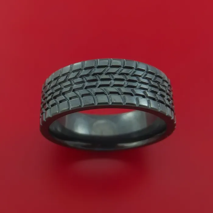 Rings Black Zirconium Ring Textured Tread Pattern Band Made to Any Sizing 322 Lashbrook Rings Black Zirconium Ring Textured Tread Pattern Band Made to Any Sizing 322 Lashbrook