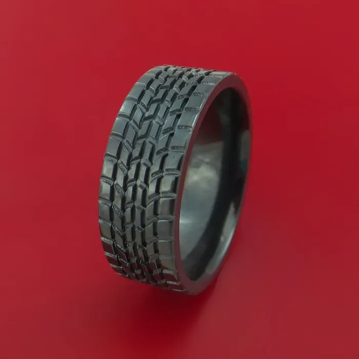 Rings Black Zirconium Ring Textured Tread Pattern Band Made to Any Sizing 322 Lashbrook Rings Black Zirconium Ring Textured Tread Pattern Band Made to Any Sizing 322 Lashbrook
