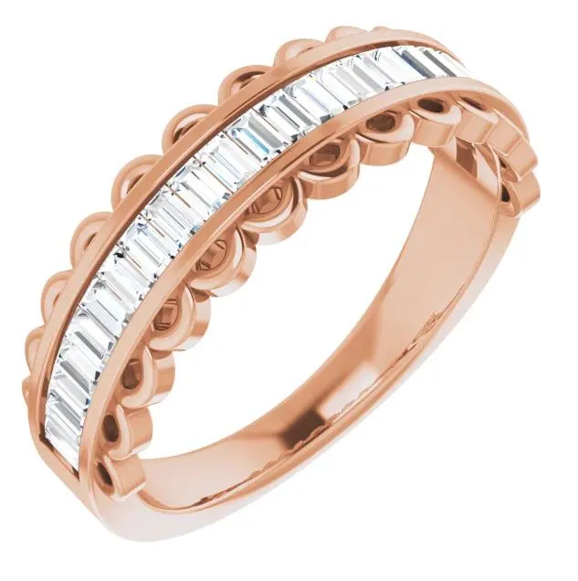 Rings Fabianna 58 CTW Straight Baguette Moissanite or Diamond ChannelSet Anniversary Band Fire Brilliance 