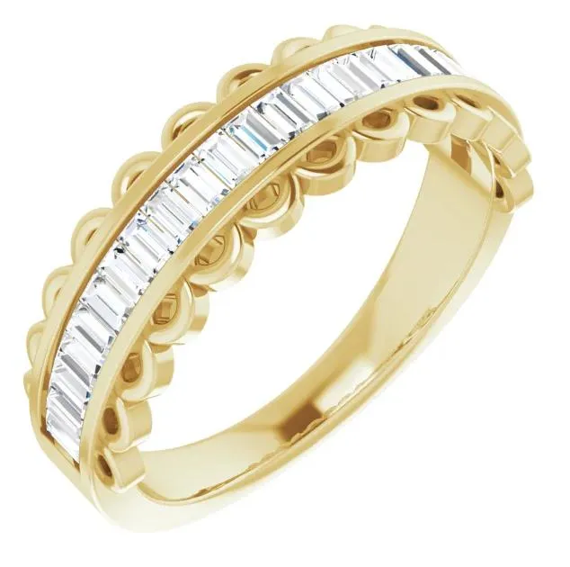 Rings Fabianna 58 CTW Straight Baguette Moissanite or Diamond ChannelSet Anniversary Band Fire Brilliance 