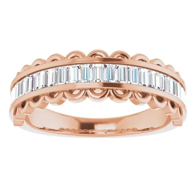 Rings Fabianna 58 CTW Straight Baguette Moissanite or Diamond ChannelSet Anniversary Band Fire Brilliance 