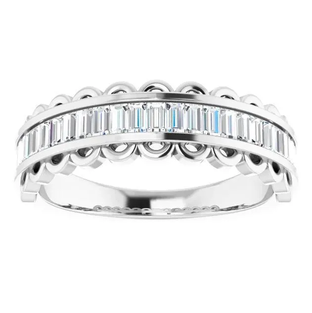 Rings Fabianna 58 CTW Straight Baguette Moissanite or Diamond ChannelSet Anniversary Band Fire Brilliance 