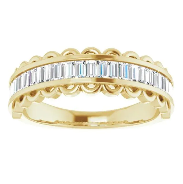 Rings Fabianna 58 CTW Straight Baguette Moissanite or Diamond ChannelSet Anniversary Band Fire Brilliance 