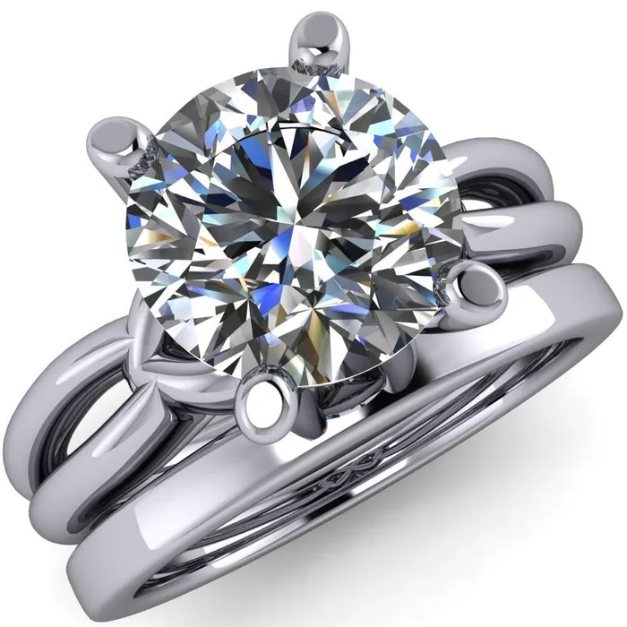 Rings Fire Brilliance Adora Round Center Stone 4 Prong Split Shank Setting Engagement Ring Rings Fire Brilliance Adora Round Center Stone 4 Prong Split Shank Setting Engagement Ring