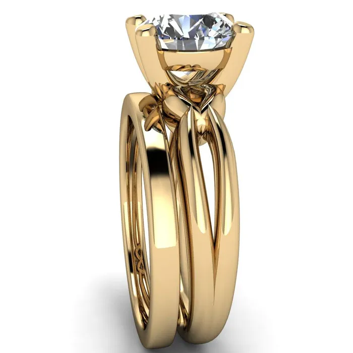 Rings Fire Brilliance Adora Round Center Stone 4 Prong Split Shank Setting Engagement Ring