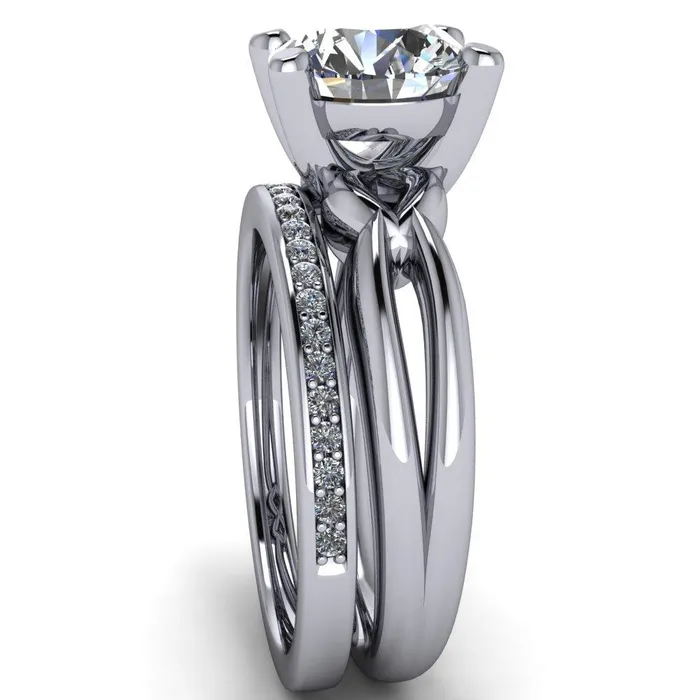 Rings Fire Brilliance Adora Round Center Stone 4 Prong Split Shank Setting Engagement Ring
