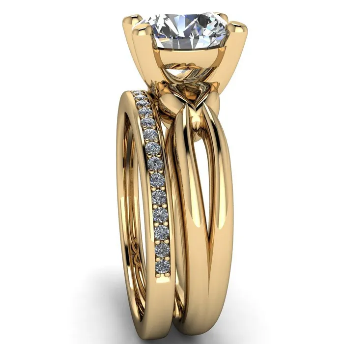 Rings Fire Brilliance Adora Round Center Stone 4 Prong Split Shank Setting Engagement Ring