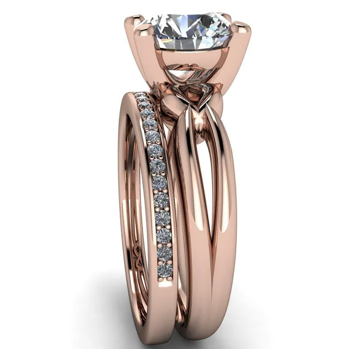 Rings Fire Brilliance Adora Round Center Stone 4 Prong Split Shank Setting Engagement Ring