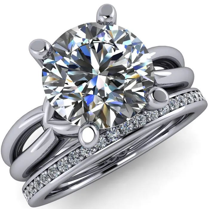 Rings Fire Brilliance Adora Round Center Stone 4 Prong Split Shank Setting Engagement Ring
