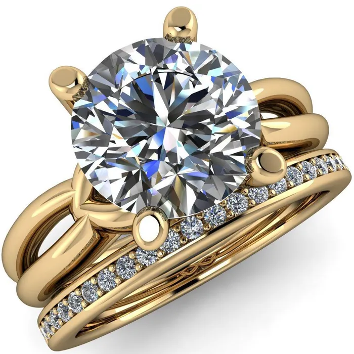 Rings Fire Brilliance Adora Round Center Stone 4 Prong Split Shank Setting Engagement Ring