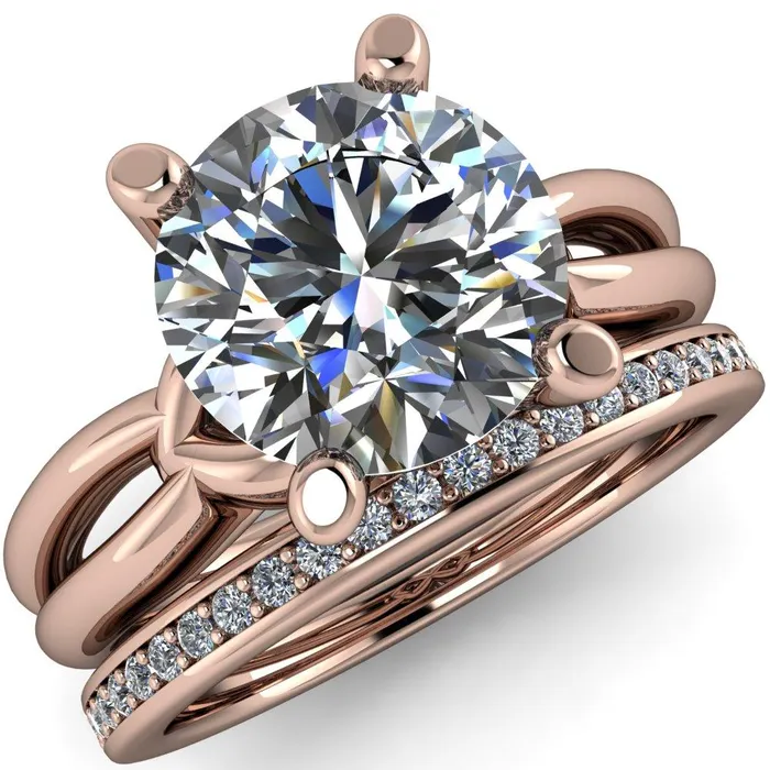 Rings Fire Brilliance Adora Round Center Stone 4 Prong Split Shank Setting Engagement Ring