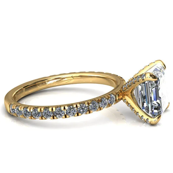 Rings Fire Brilliance Alessi Asscher Moissanite 4 Claw Prong 34 Micro Pave Engagement Ring