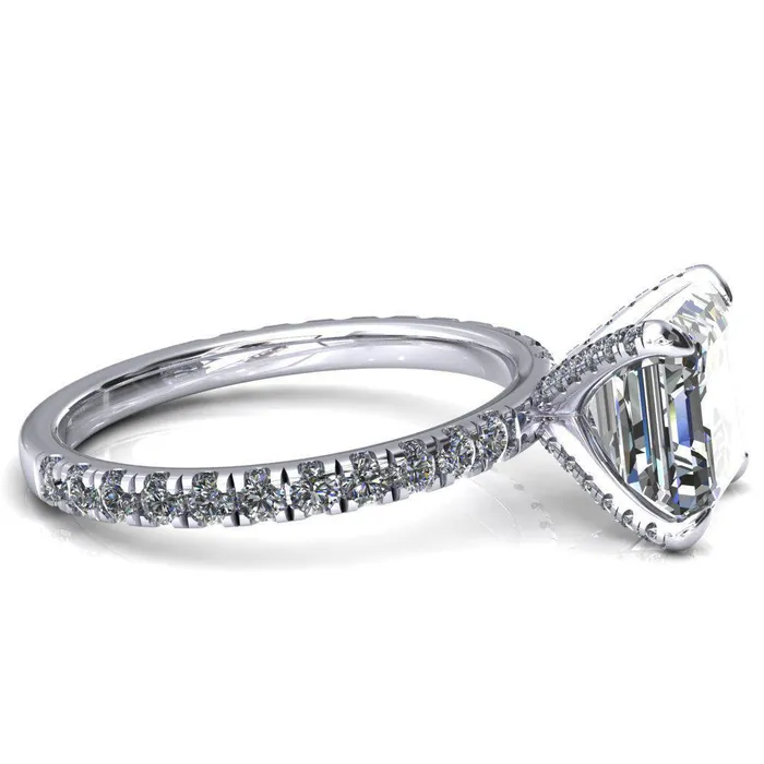 Rings Fire Brilliance Alessi Asscher Moissanite 4 Claw Prong 34 Micro Pave Engagement Ring