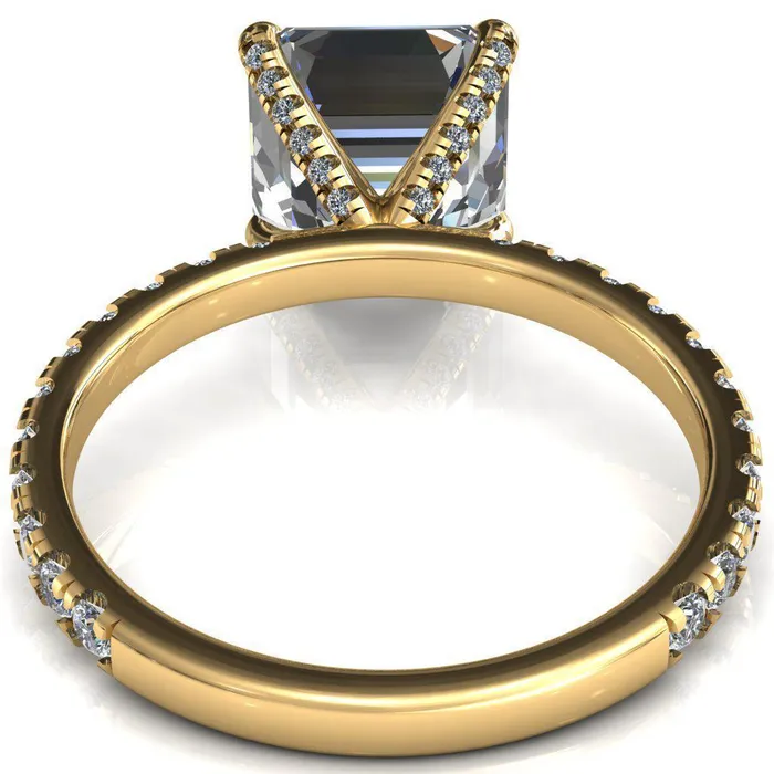 Rings Fire Brilliance Alessi Asscher Moissanite 4 Claw Prong 34 Micro Pave Engagement Ring