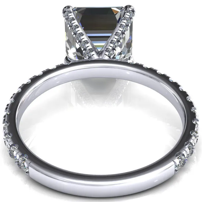 Rings Fire Brilliance Alessi Asscher Moissanite 4 Claw Prong 34 Micro Pave Engagement Ring