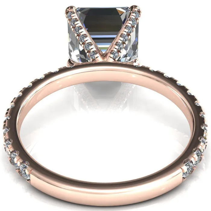 Rings Fire Brilliance Alessi Asscher Moissanite 4 Claw Prong 34 Micro Pave Engagement Ring