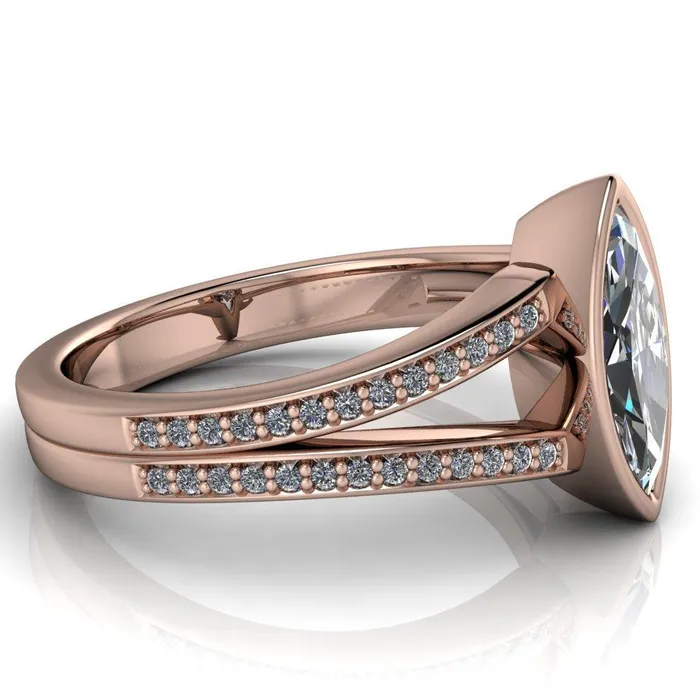 Rings Fire Brilliance Bethany Marquise Center Stone Full Bezel Split Shank Diamond Channel Ring