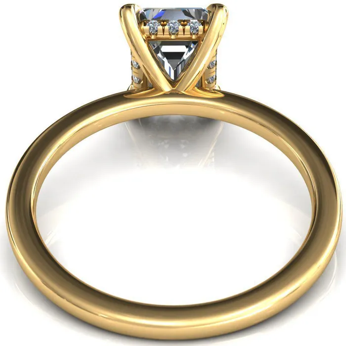 Rings Fire Brilliance Carmeli Emerald Moissanite 4 Claw Prong Micro Pave Diamond Rail Engagement Ring