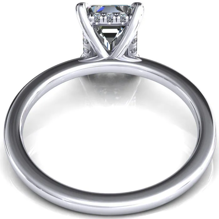 Rings Fire Brilliance Carmeli Emerald Moissanite 4 Claw Prong Micro Pave Diamond Rail Engagement Ring