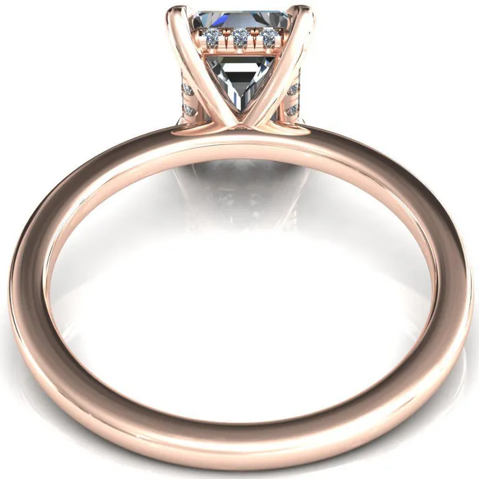 Rings Fire Brilliance Carmeli Emerald Moissanite 4 Claw Prong Micro Pave Diamond Rail Engagement Ring
