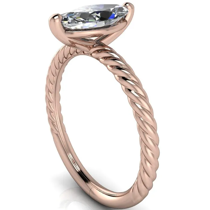 Rings Fire Brilliance Chaya Marquise Center Stone High Set 4 Prong Elegant Rope Ring