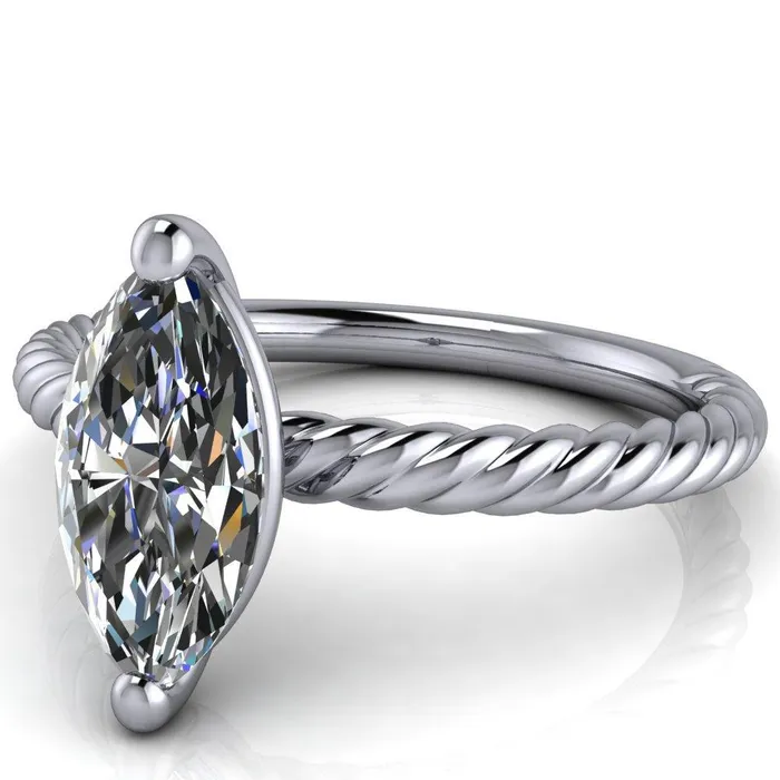 Rings Fire Brilliance Chaya Marquise Center Stone High Set 4 Prong Elegant Rope Ring