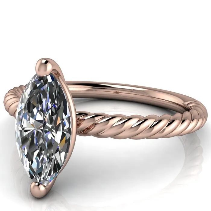 Rings Fire Brilliance Chaya Marquise Center Stone High Set 4 Prong Elegant Rope Ring