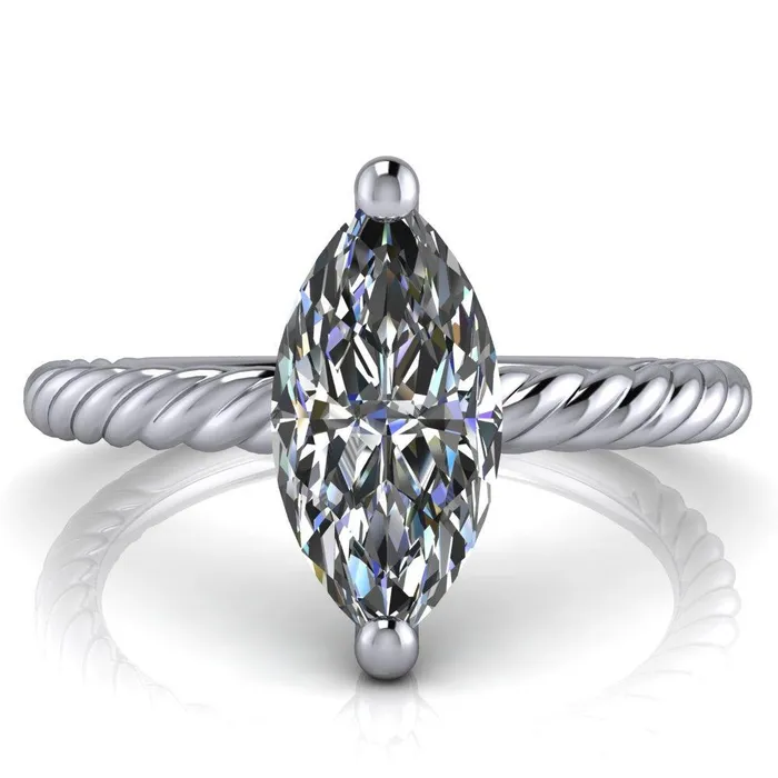 Rings Fire Brilliance Chaya Marquise Center Stone High Set 4 Prong Elegant Rope Ring