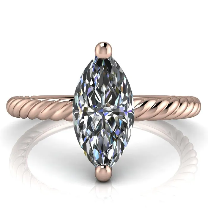 Rings Fire Brilliance Chaya Marquise Center Stone High Set 4 Prong Elegant Rope Ring