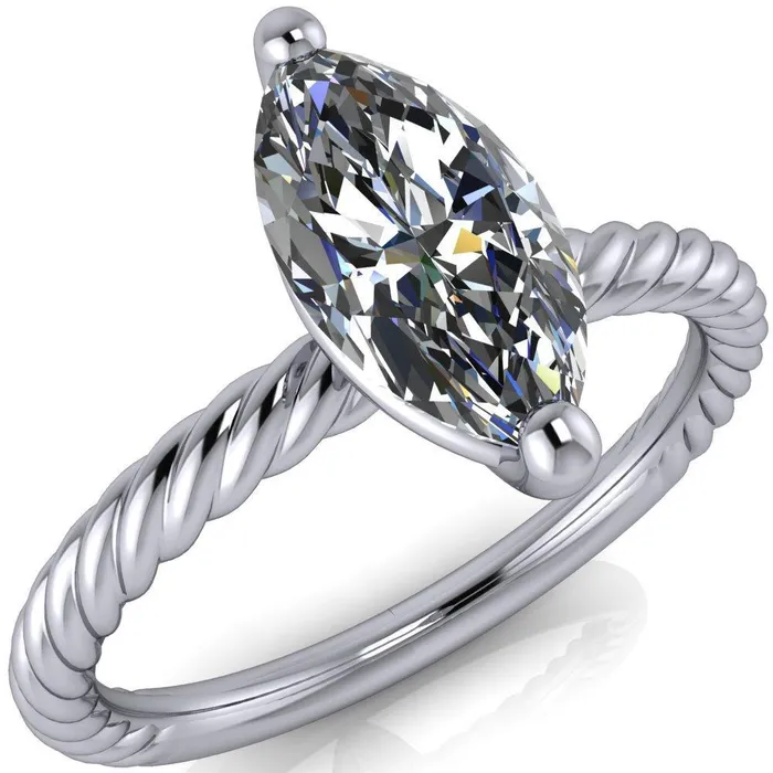 Rings Fire Brilliance Chaya Marquise Center Stone High Set 4 Prong Elegant Rope Ring