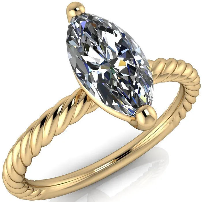 Rings Fire Brilliance Chaya Marquise Center Stone High Set 4 Prong Elegant Rope Ring