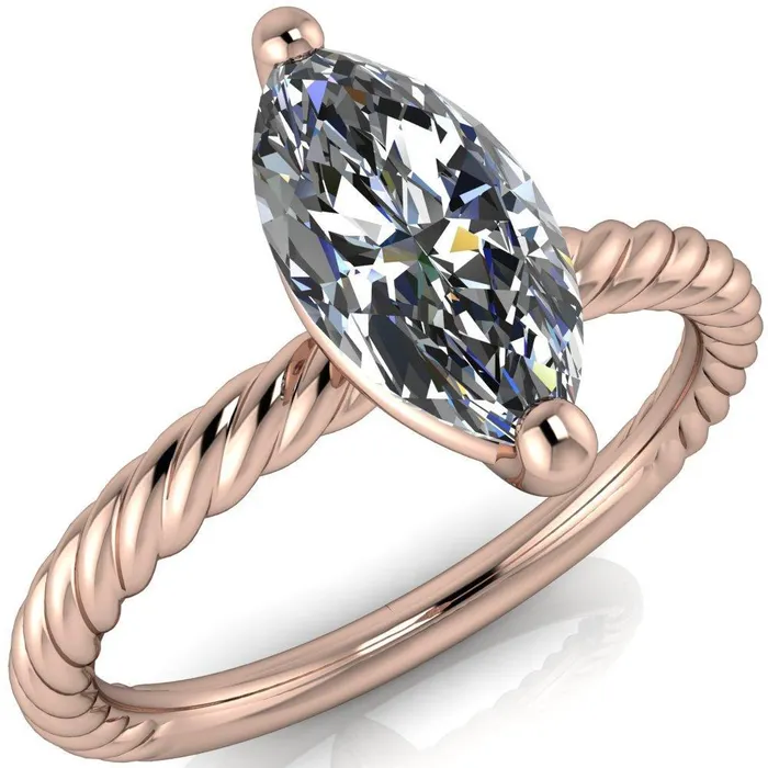 Rings Fire Brilliance Chaya Marquise Center Stone High Set 4 Prong Elegant Rope Ring